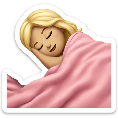 blonde girl sleeping on side with pink blanket sticker