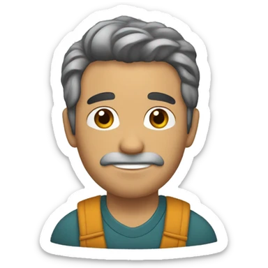 Chico trigueño, cabello castaño, pestañoso, con franela gris sticker