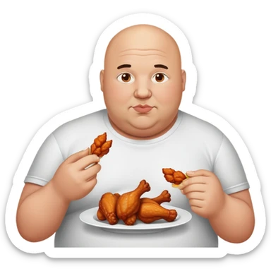 Fat bald man eating wings sticker