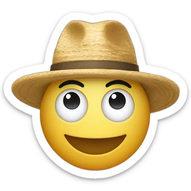 Un homme brain avec un chapeau de paille et un sourire sticker