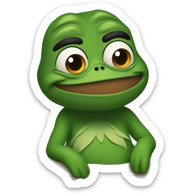 a Pepe sits under a tree  sticker