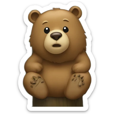 a bear shitting in the woods sticker