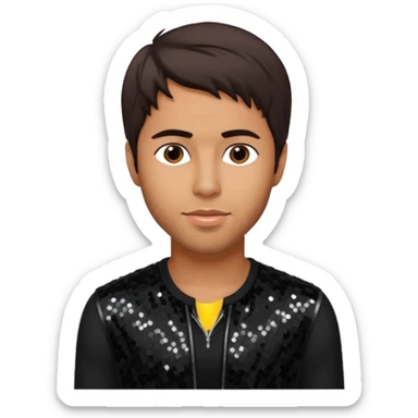 Enrique Iglesias with dark brown hair, black sequin outfit sticker