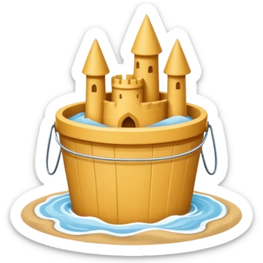 Bucket-shaped sand castle sticker