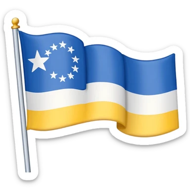 A flag with Blue on top than in the middle White and on the bottom yellow sticker