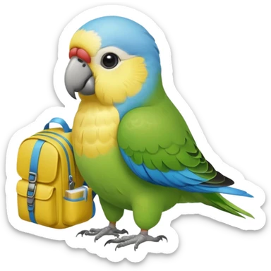 Parakeet with backpack sticker