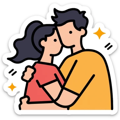 two people hugging each other sticker