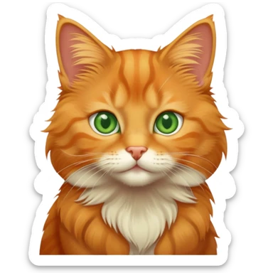 A cute orange tabby cat with green eyes sticker