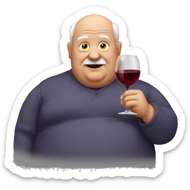 fat, half bald grandpa with wine sticker