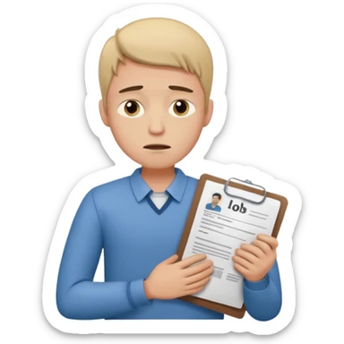 young man in despair applying for jobs with no successs - complete loss or absence of hope - holdng resume sticker