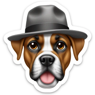 Boxer dog with hat sticker