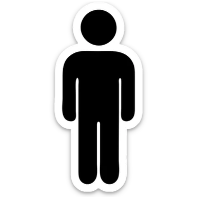 minimalist silhouette of a standing person, solid black fill sticker