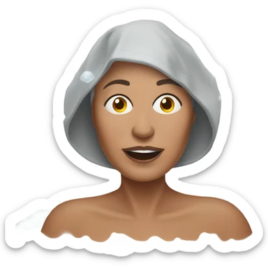 Middle aged woman in a cold plunge sticker