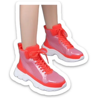 Ribber-trimmed mesh pvc sneakers crimsom sticker