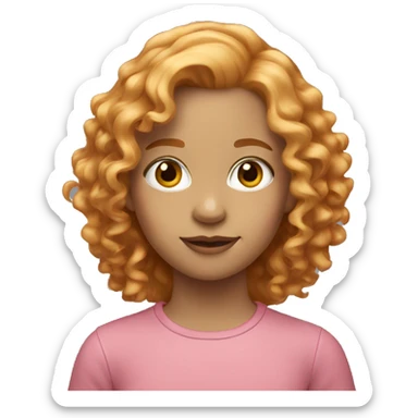 Young girl with shoulder length curly strawberry blonde hair  sticker