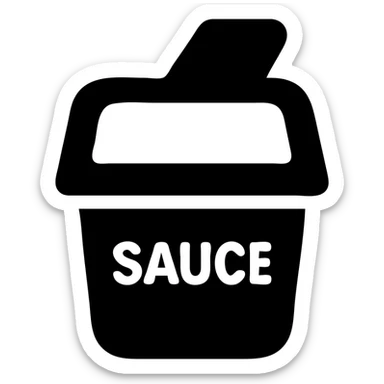 A sauce in a fast food packaging with a yellow background sticker