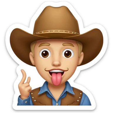 cowboy face sticking tongue out😛 sticker