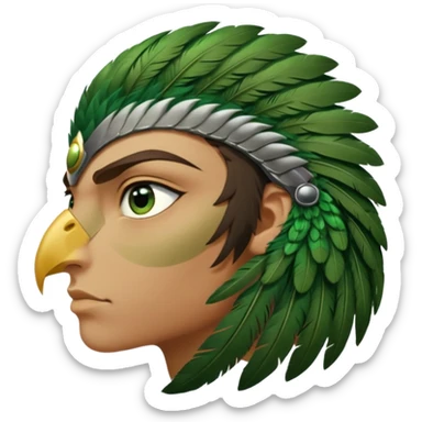 close up of just the eye at the side profile of the face of a green hawk that is looking away from the camera sticker