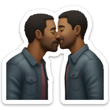 A man kissing a man on the forehead sticker