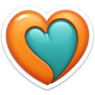 heart that is half teal and half orange sticker