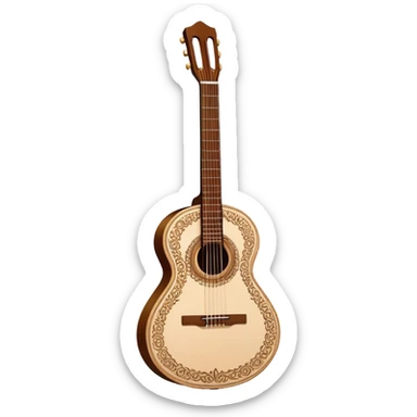 white classical Spanish guitar with intricate rosette designs sticker