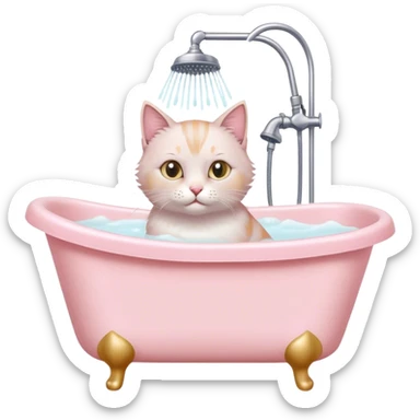 a cat in Pale pink bathtub and shower sticker