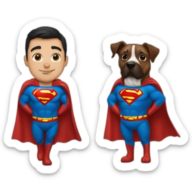 Superman qui promène son chien en laisse sticker