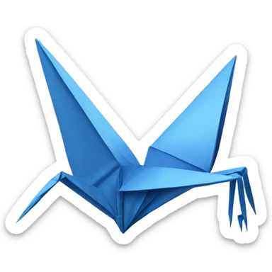 Blue paper crane origami sticker