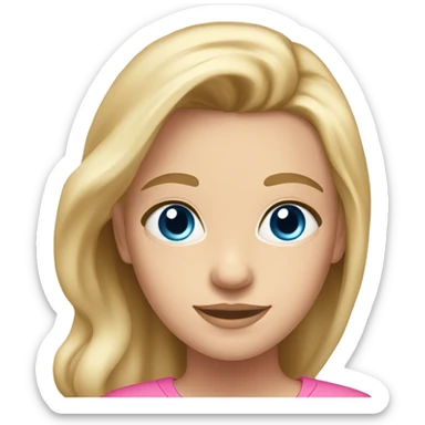 I 21 year old girl with warm blonde hair and blue eyes in a pink shirt  sticker