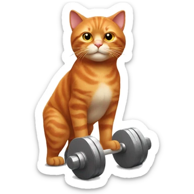 the red cat is to lift dumbbells sticker