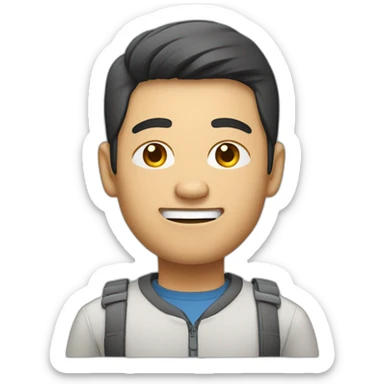 jacked asian man in 20s software engineer in a tech startup sticker