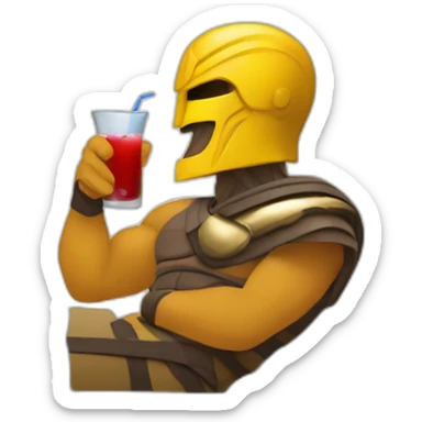 A  spartan Leonidas drinking a relaxed coktail on a sofa sticker