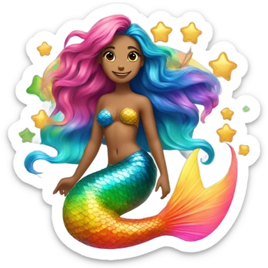 Mermaid on a rainbow sticker