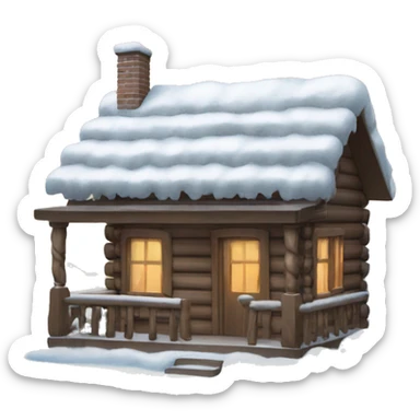 snow-covered wooden house sticker