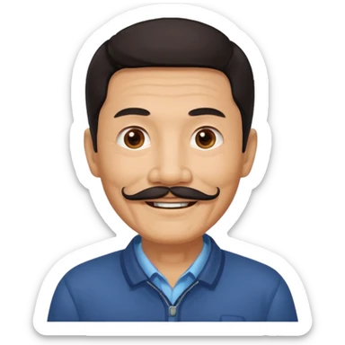 Older Chinese man with dark hair and full mustache sticker