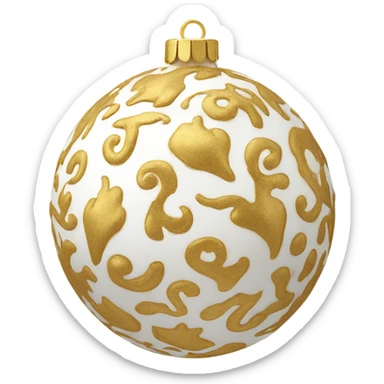 Golden and white realistic ornament sticker