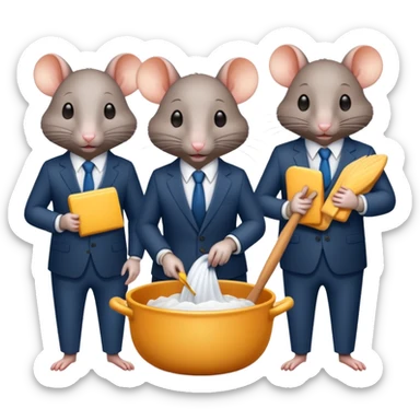 Rats run a rat shelter, bookkeeping, cleaning, cooking, writing, treating. sticker