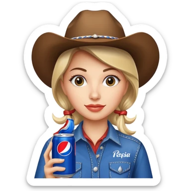 cowgirl with a can of Pepsi sticker