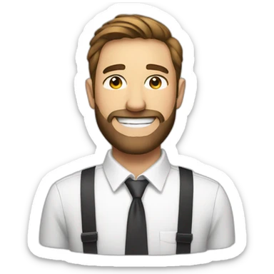 smiling man in white shirt and tie with short beard sticker