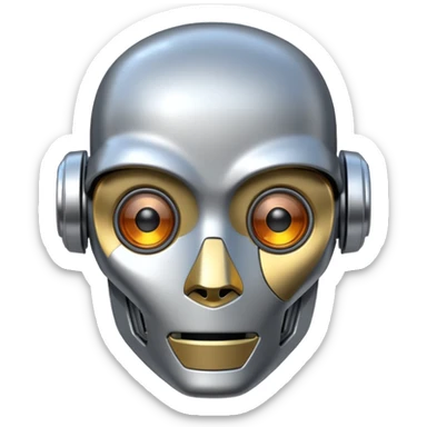 portrait photo frame with a robot head sticker