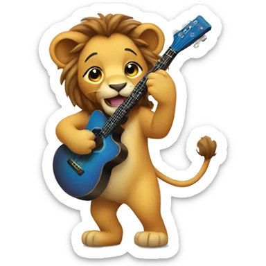 Cute lion playing guitar sticker