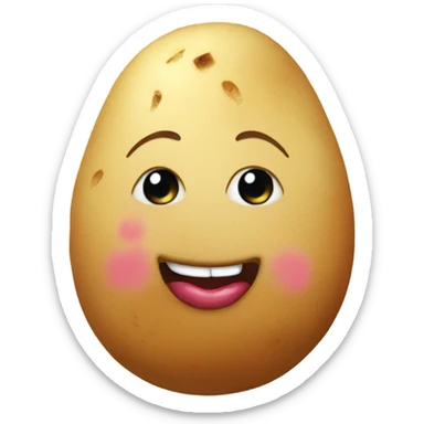 Cute potato wearing makeup lipstick and lashes sticker