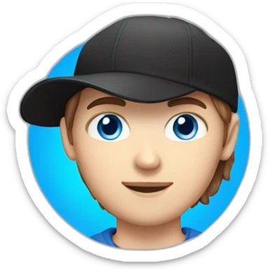 white girl brown hair blue eyes with white guy blue eyes on black cap sticker