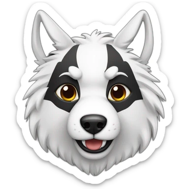 lobo preto e branco com cara de bravo sticker