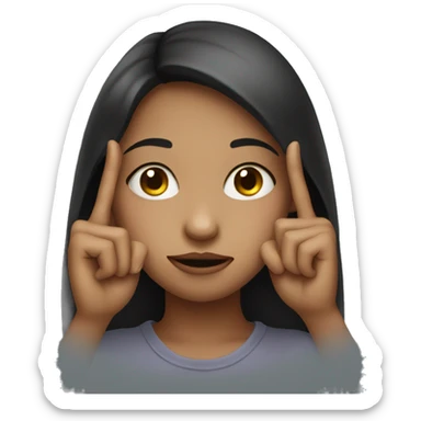 Girl hold two fingers by her eye sticker