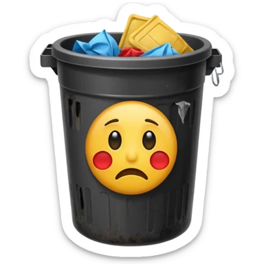 put an emoji into a trash bin. show just the emoji in a trash bin sticker