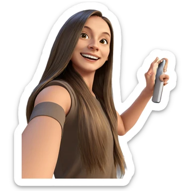 smiling girl with long hair sticker