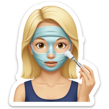 Una chica rubia haciendo skincare sticker
