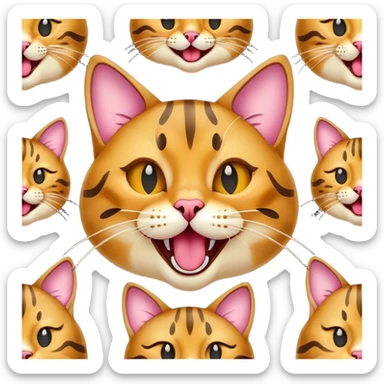 Cinematic Comical Bengal Cat Portrait Emoji, Head tilted dramatically while yawning exaggeratedly, sleek spotted brown and gold fur, Simplified yet hilariously adorable features, highly detailed, glowing with an almost sarcastic glow, high shine, a mix of lazy and curious, stylized with a touch of playful whimsy, bright and alert but with a comical expression, soft glowing outline, capturing the essence of a mischievous yet overly dramatic kitten, so meme-worthy it feels like it could leap off the screen and sarcastically demand attention, perfect for the internet's next viral meme! sticker