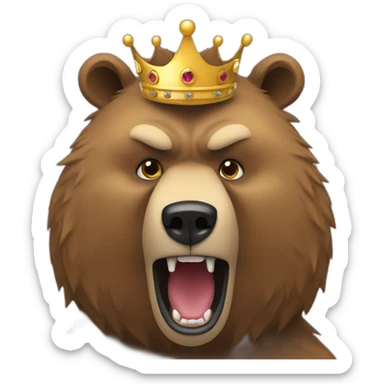grizzly bear with a crown angry sticker